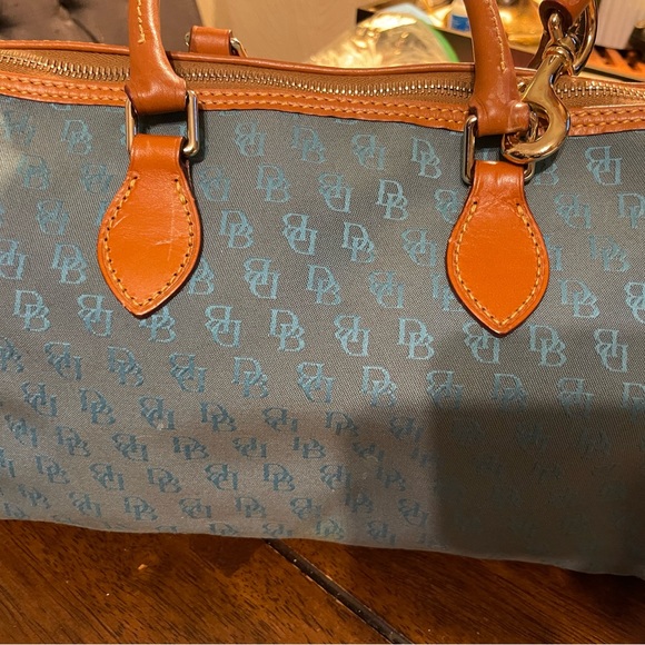 Dooney & Bourke NWOT monogram barrel satchel in green/blue color. - Picture 1 of 7